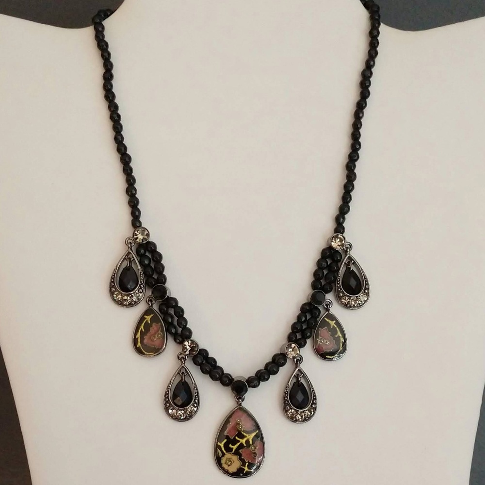 Bead, enamel and crystal necklace